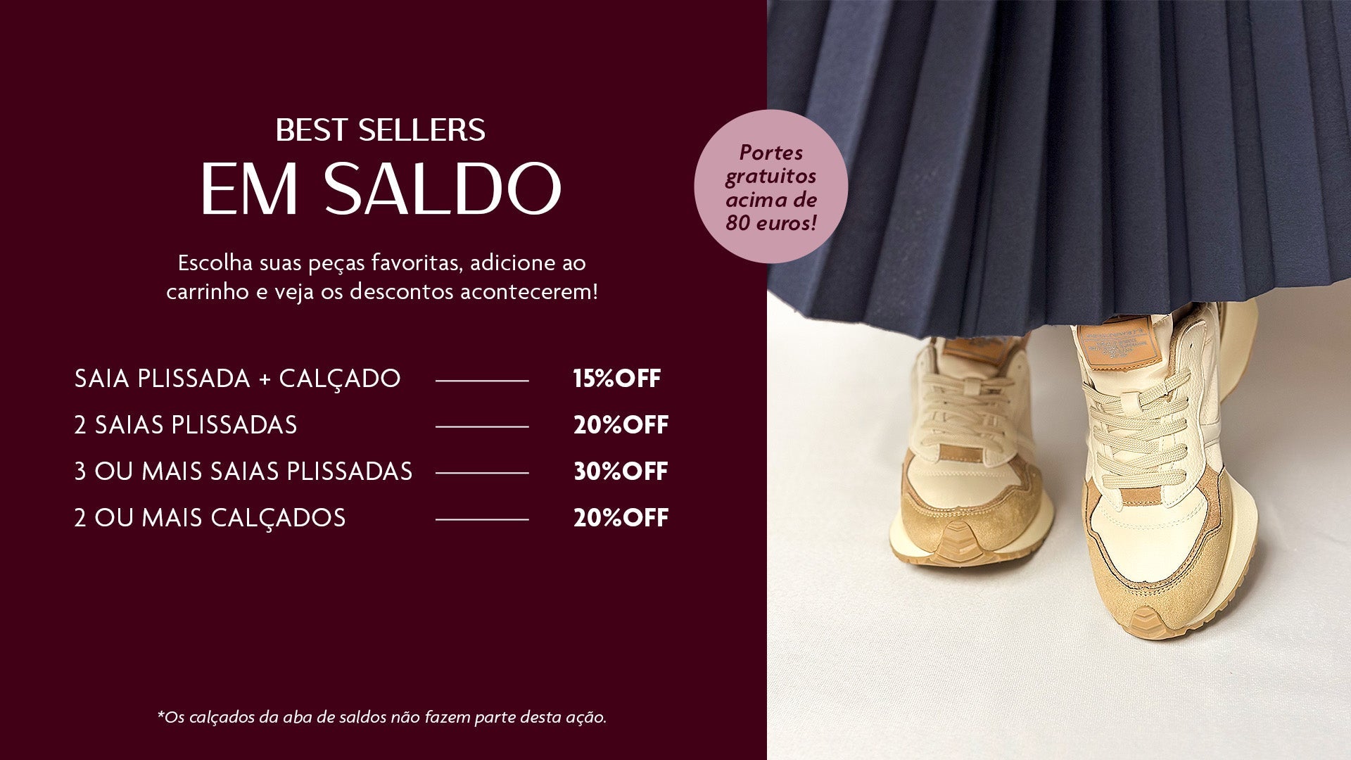 Saldos Saias Plissadas Lara e Calçados