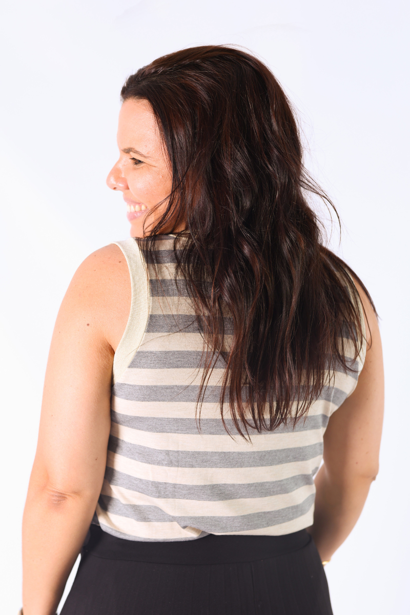 Blusa Yara Riscas Cinzento
