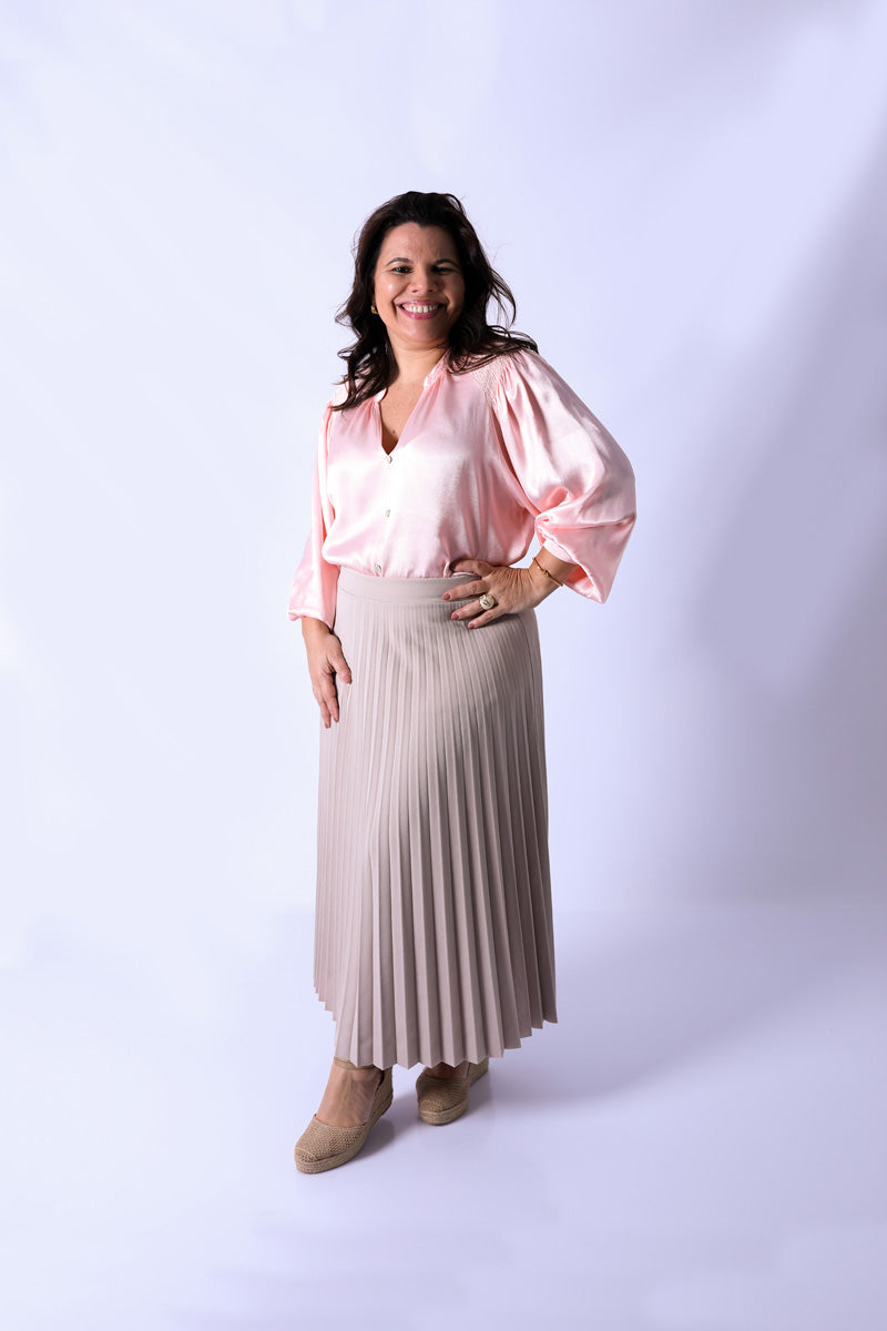 Camisa Zaya Acetinada Rosa