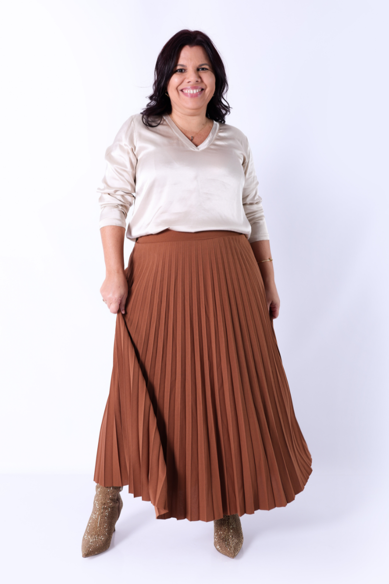 Falda Plisada Lara Marrón