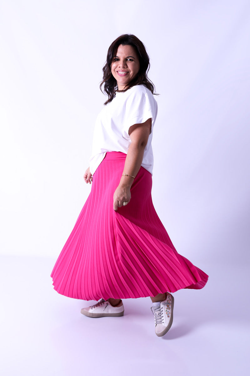 Saia Plissada Lara Pink