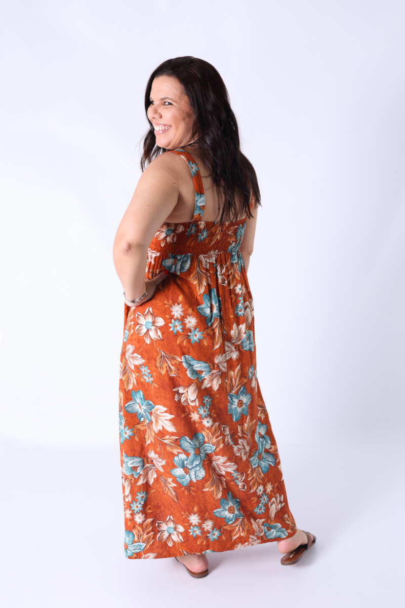 Vestido Floral Marrón