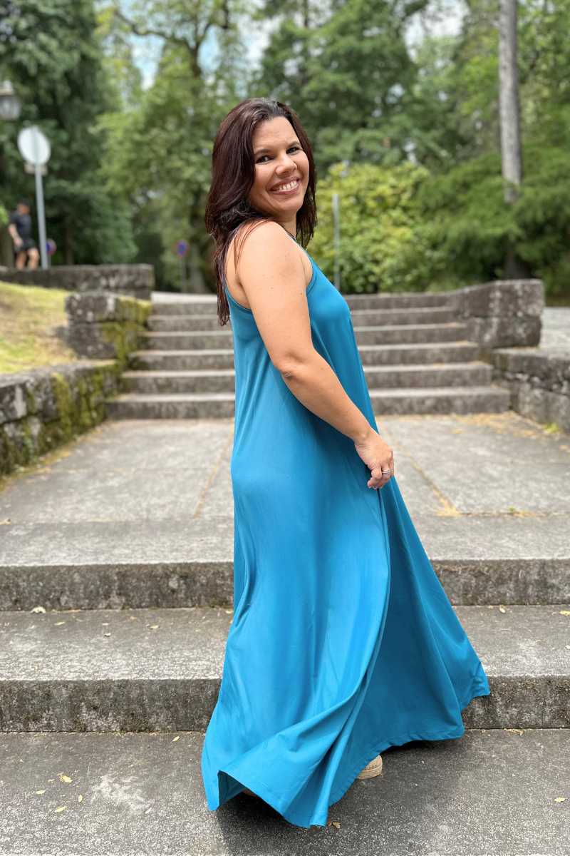 Vestido com alças ajustáveis Petróleo - RUGA