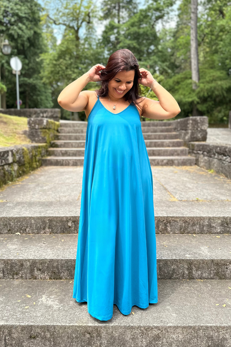 Vestido com alças ajustáveis Petróleo - RUGA