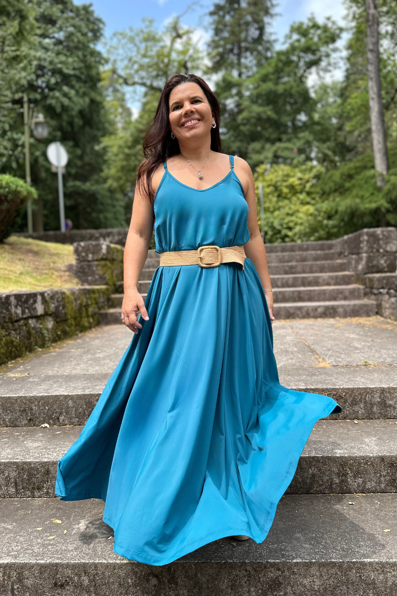 Vestido com alças ajustáveis Petróleo - RUGA