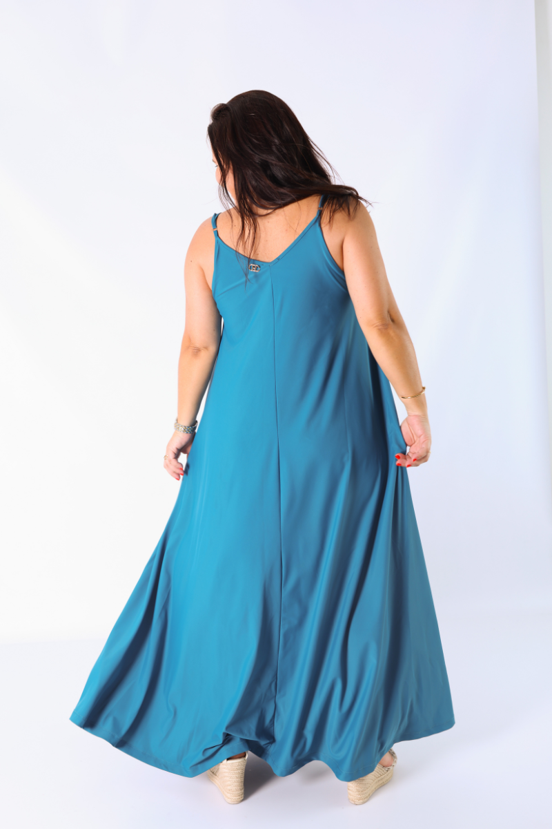 Vestido com alças ajustáveis Petróleo - RUGA