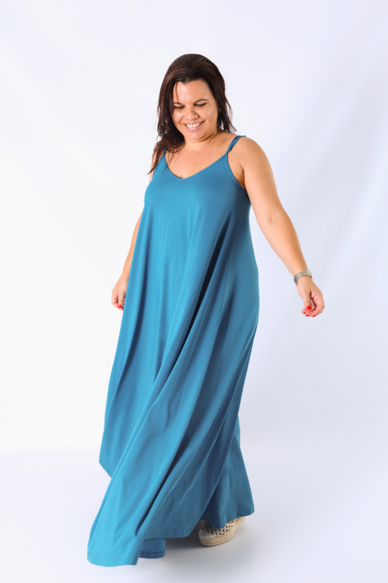 Vestido con tirantes ajustables Petróleo - RUGA