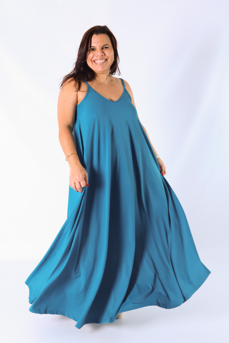 Vestido com alças ajustáveis Petróleo - RUGA