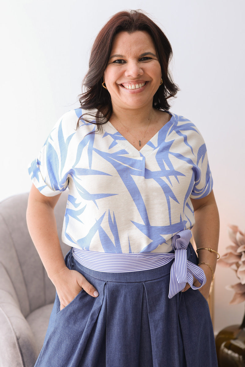 Blusa Follaje Azul