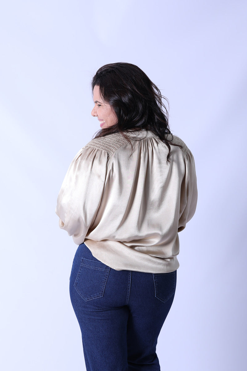 Camisa Zaya Satinada Dorada