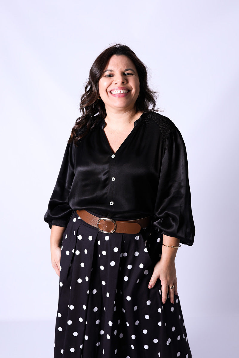Camisa Zaya Acetinada Preta