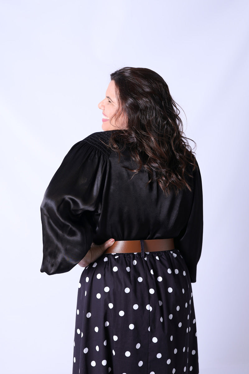 Camisa Zaya Acetinada Preta