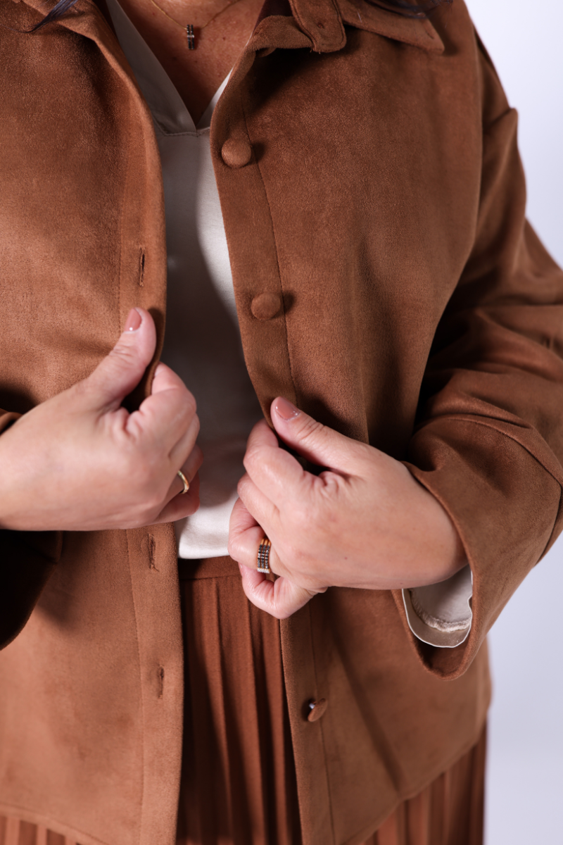 Camisa oversize com botões Camel - RUGA