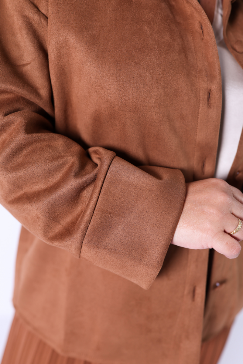 Camisa oversize com botões Camel - RUGA