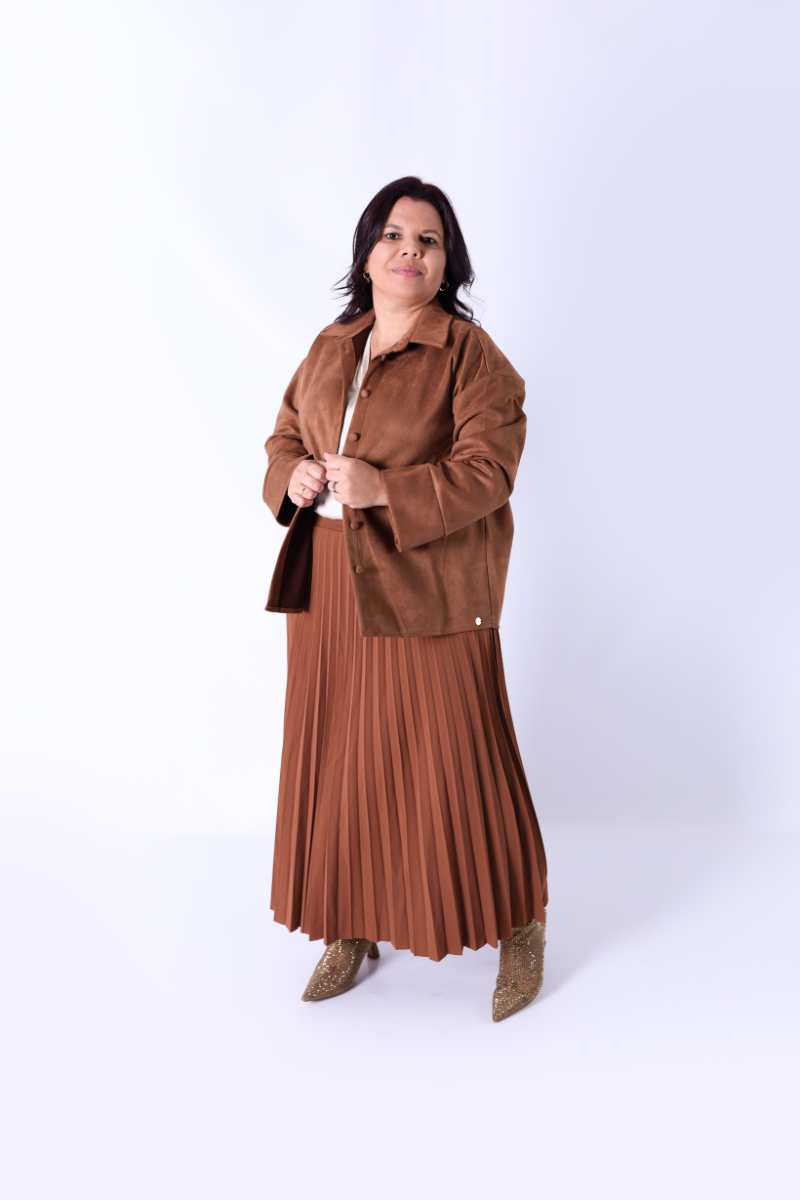 Camisa oversize com botões Camel - RUGA