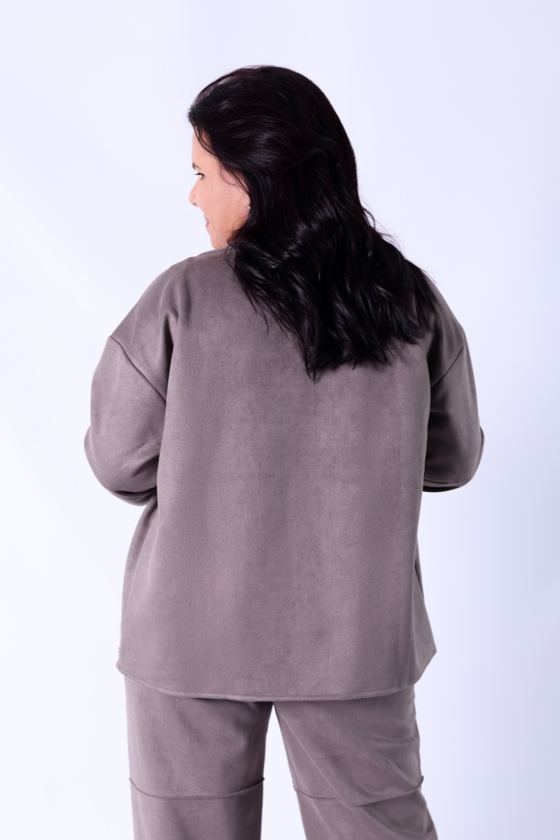 Camisa oversize com botões Taupe - RUGA