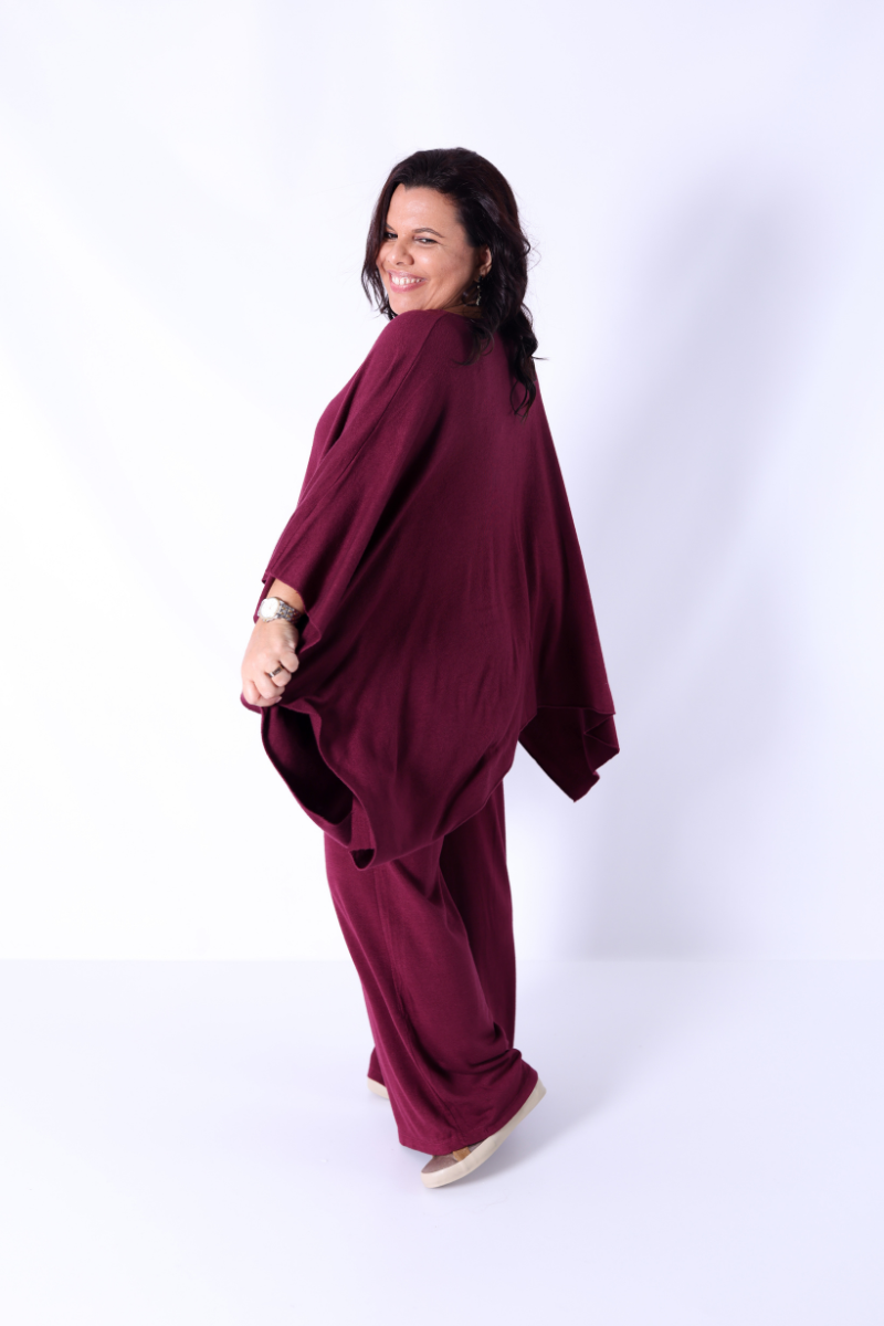 Conjunto Malha Lena Bordô