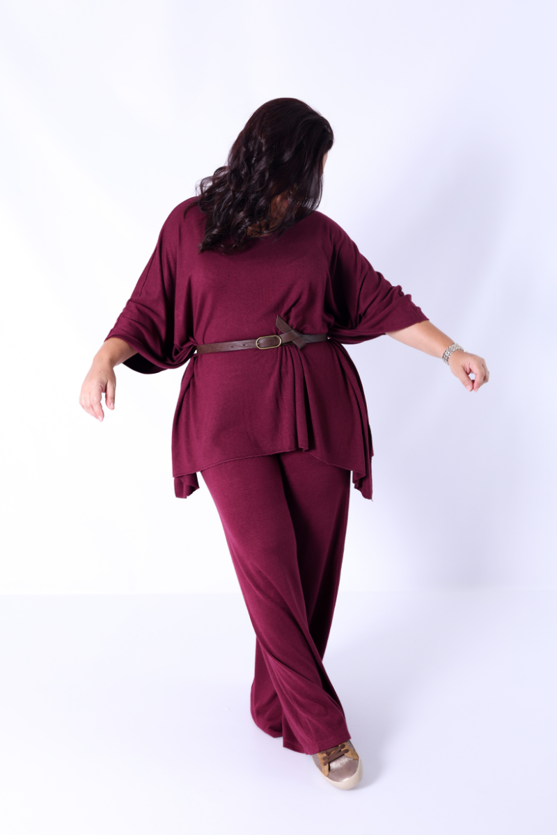 Conjunto Malha Lena Bordô