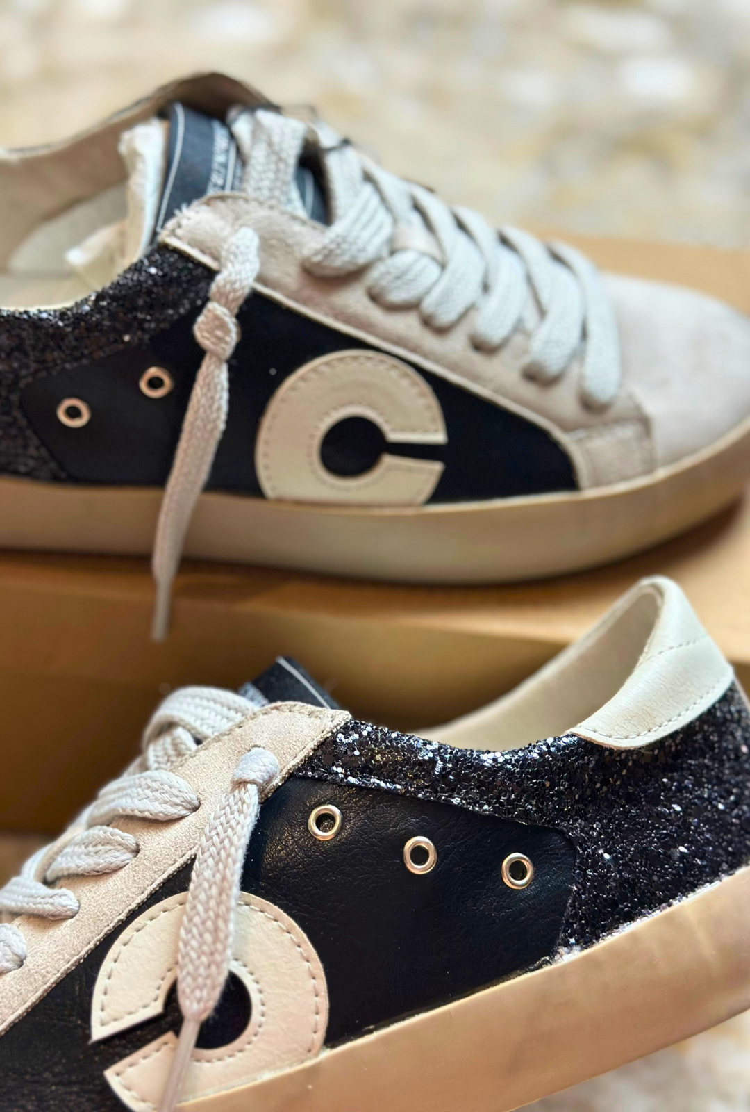 Ténis Corina Preto com Glitter 35 - LeChic Moda