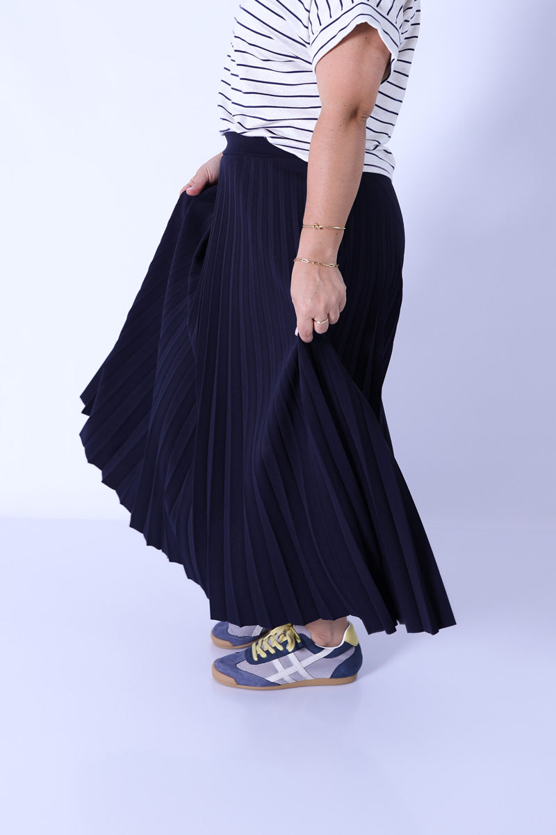 Falda Plisada Lara Azul Marino