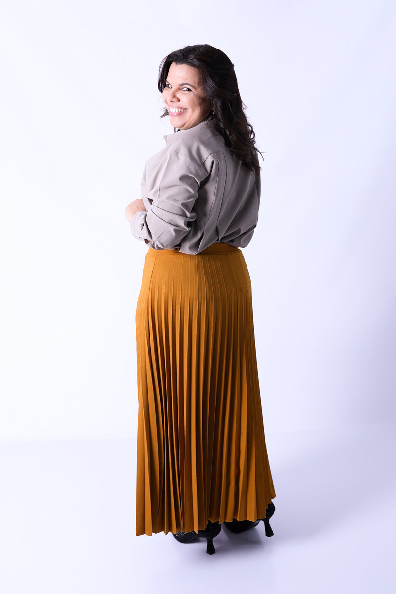 Falda Plisada Lara Mostaza