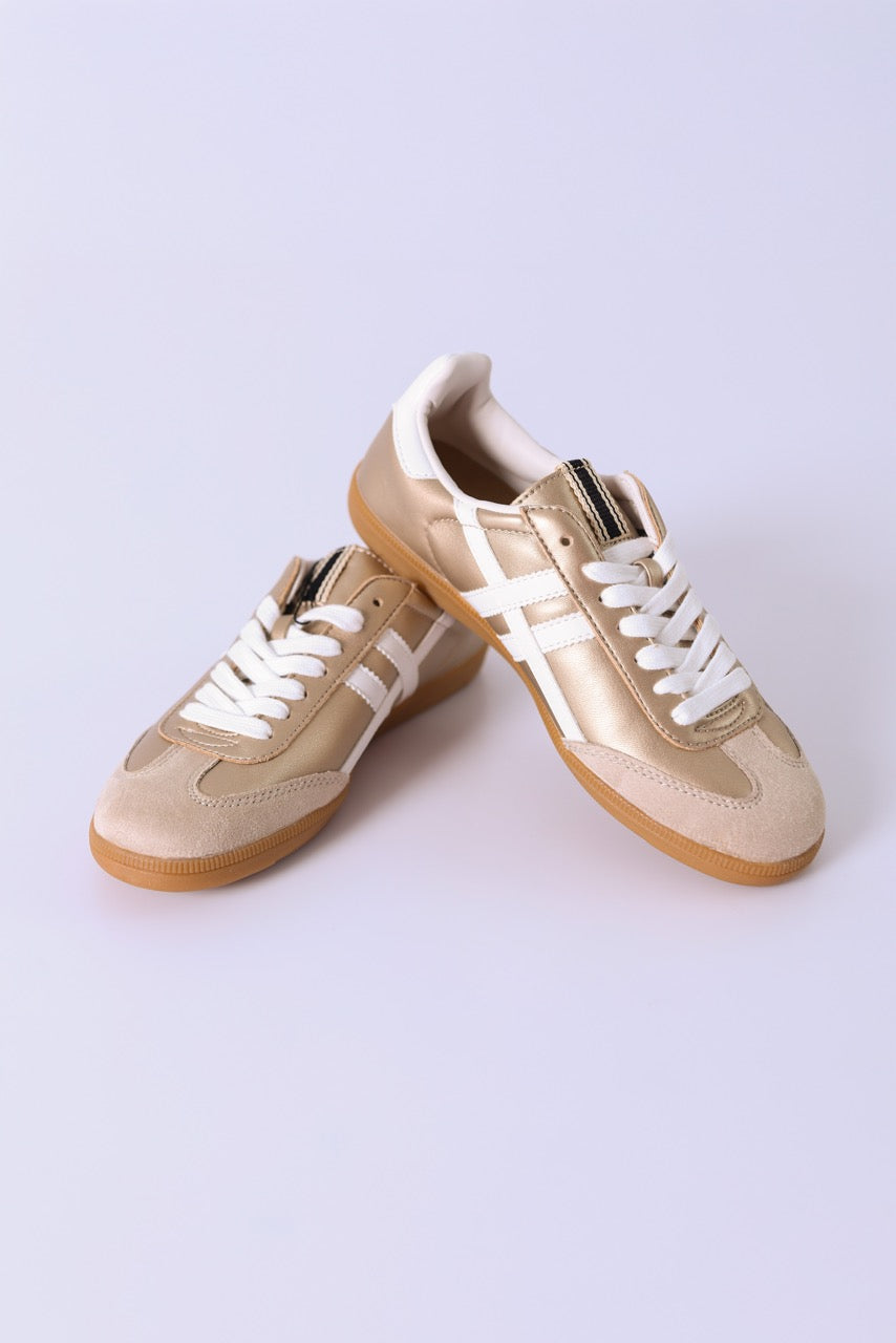 Zapatillas Retro Dorado & Beige - CORINA