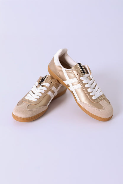 Zapatillas Retro Dorado & Beige - CORINA