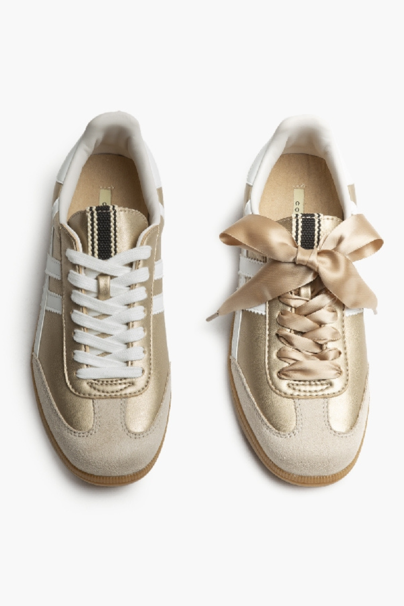 Zapatillas Retro Dorado & Beige - CORINA
