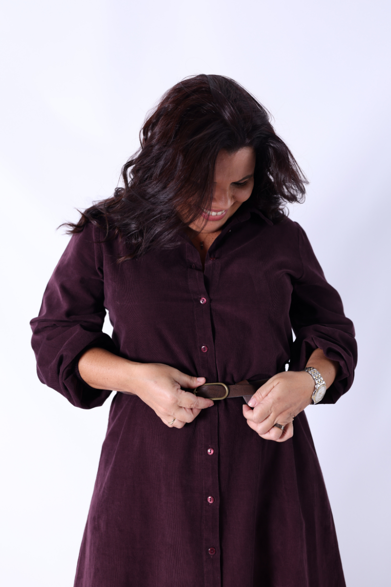 Vestido Camiseiro Borgonha - RUGA