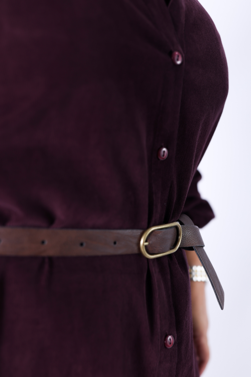 Vestido Camiseiro Borgonha - RUGA