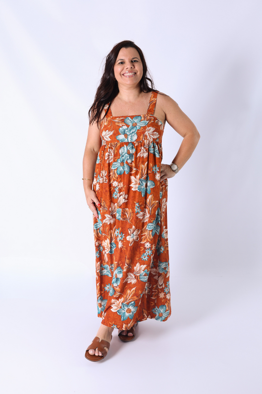 Vestido Floral Castanho