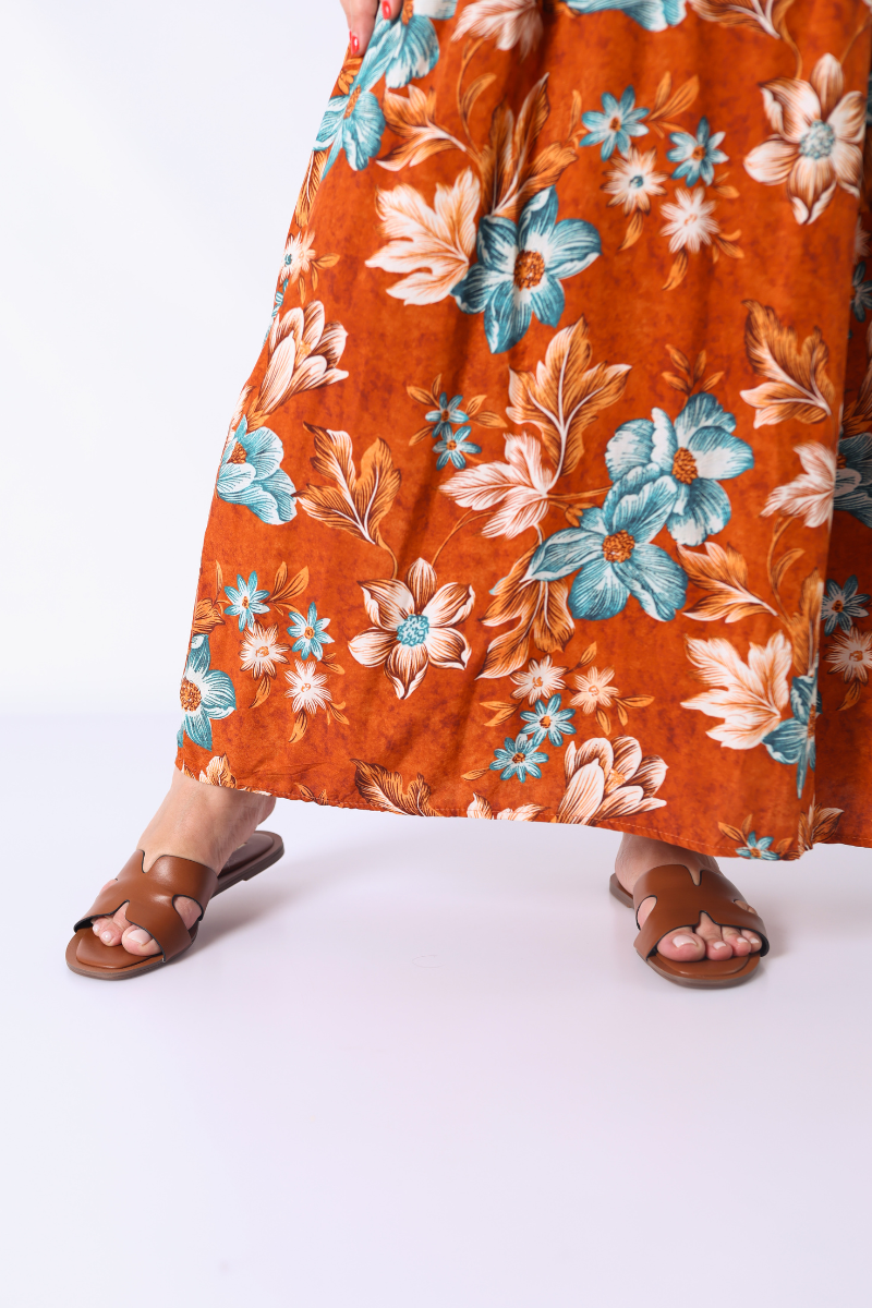 Vestido Floral Marrón