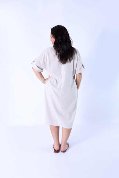 Vestido de Lino Amplio Crudo