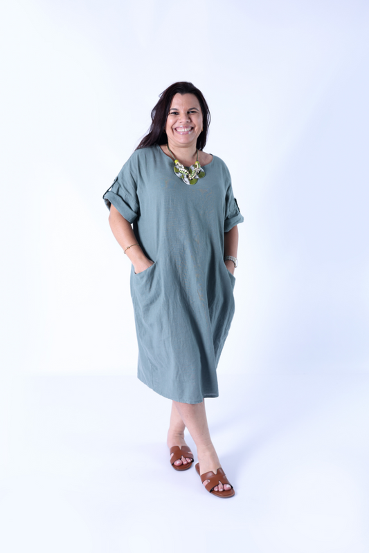 Vestido Linho Amplo Verde