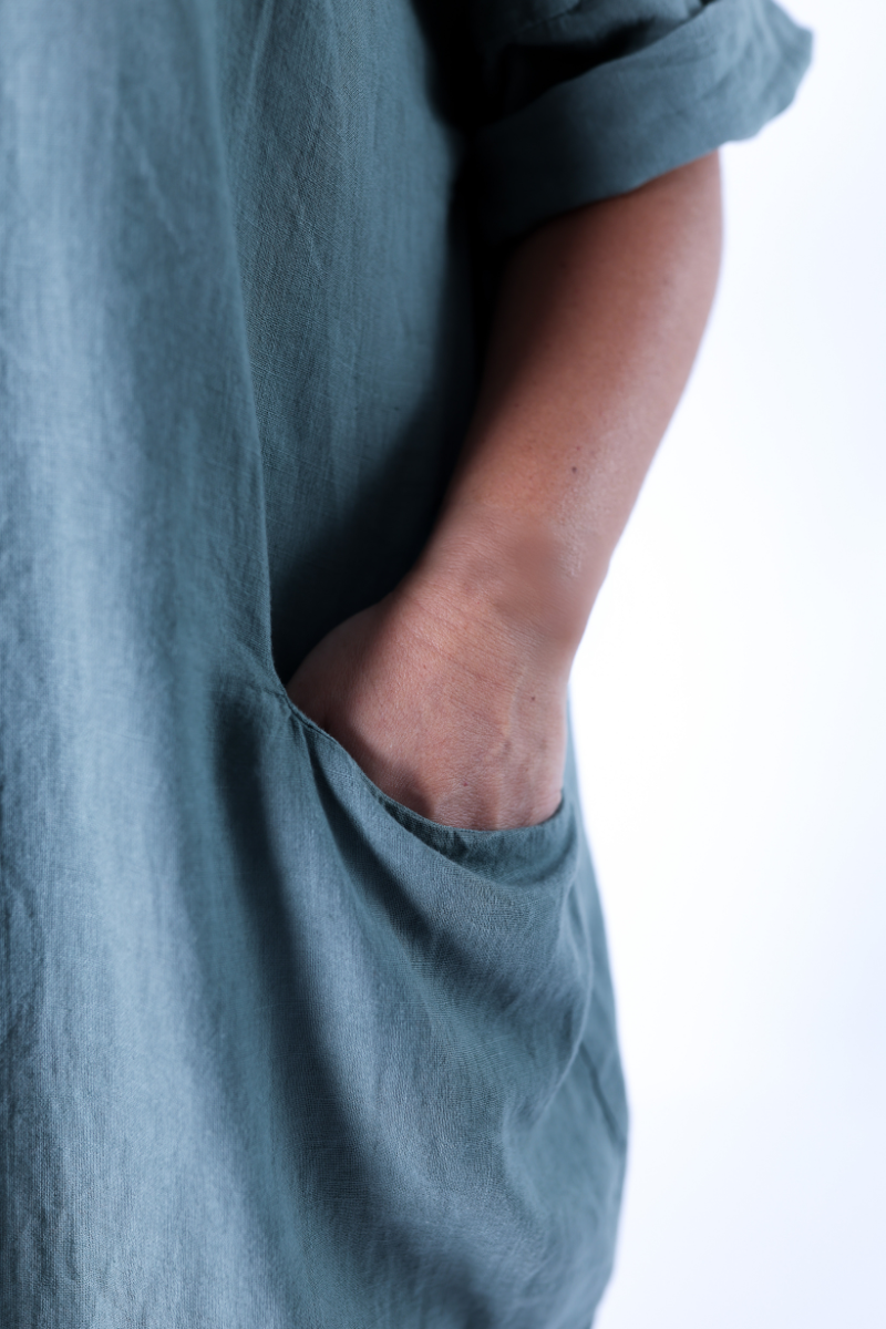 Vestido Linho Amplo Verde