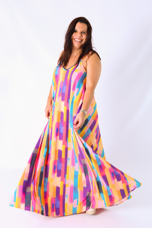 Vestido alças finas com padrão geométrico - RUGA