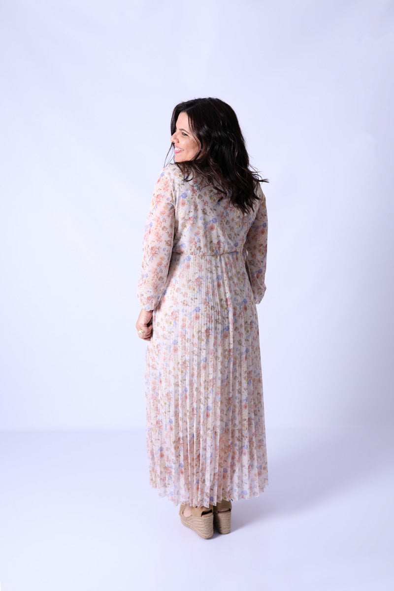 Vestido Plissado Floral