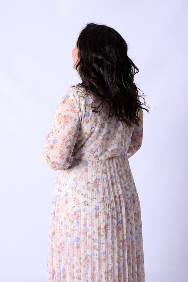 Vestido Plissado Floral